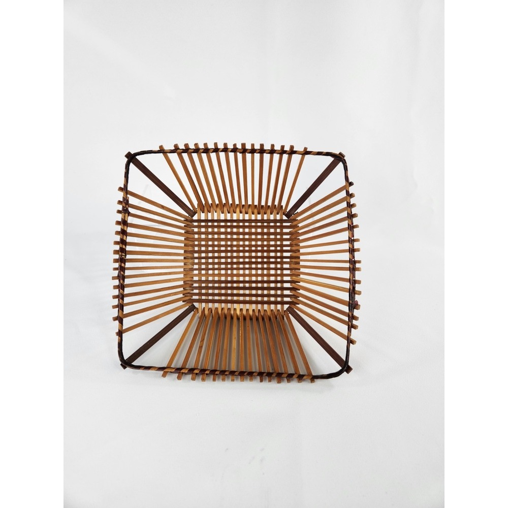 Vintage Square‎ Basket Bamboo Wood Bowl Decorative Wall Hanging Fruit Decor